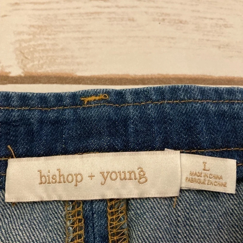 Bishop + Young Retro Blue Belted Denim Skirt Size 8